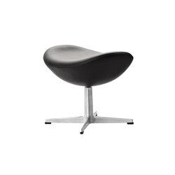 Egg™ Footstool | 3127 | Black leather | Polished aluminum base