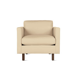 Goodland Armchair in Leather, Walnut Legs