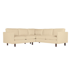 Goodland Small Sectional in Leather, Walnut Legs | with armrests | Design Within Reach