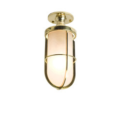 7204 Weatherproof Ship's Well Glass Ceiling Light, Polished Brass, Frosted Glass | Ceiling lights | Original BTC