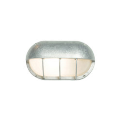 Ovale Bulkhead Außenleuchte, Halboffenes Schutzgitter, E27, Aluminium | Wandleuchten | Original BTC