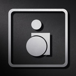 WC pictogram wheelchair user left with frame | Symbols / Signs | PHOS Design