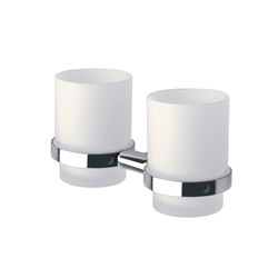 Forum Wall-mounted tumbler holder with 2 satined glass tumblers | Toothbrush holders | Inda