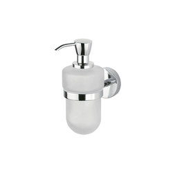 Forum Wall-mounted soap dispenser with satined glass container and chrome-plated brass pump | Soap dispensers | Inda