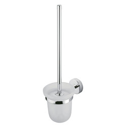 Forum Wall-mounted toilet brush holder, with satined glass dish | Toilet brush holders | Inda