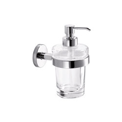 Gealuna Wall-mounted soap dispenser with extra clear transparent glass container and chrome-plated brass pump | Soap dispensers | Inda