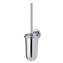 Hotellerie Wall-mounted toilet brush holder with dish in chrome ABS | Toilet brush holders | Inda
