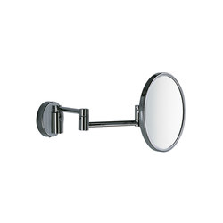 Hotellerie Wall-mounted magnifying mirror, double jointed arm, 18 cm Ø mirror | Bath mirrors | Inda