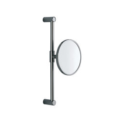 Hotellerie Wall-mounted magnifying mirror on slide rail bar, 18 cm Ø mirror | Bath mirrors | Inda
