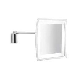Hotellerie Wall-mounted magnifying mirror with LED lighting, with jointed arm, L 25 cm mirror | Bath mirrors | Inda