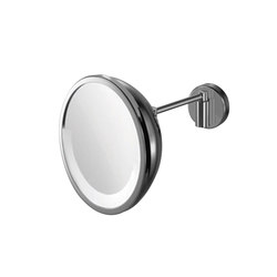 Hotellerie Wall-mounted magnifying mirror, jointed arm, 23 cm Ø mirror, fluorescent lamp included | Bath mirrors | Inda