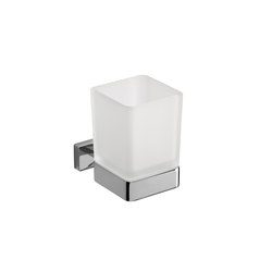 Lea Wall-mounted tumbler holder with satined glass tumbler |  | Inda