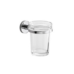 One Wall-mounted tumbler holder with extra clear transparent glass tumbler | Toothbrush holders | Inda