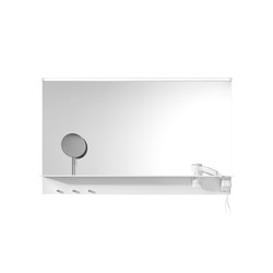 Eqio | Mirror with horizontal LED-light and shelf | Bath shelves | burgbad