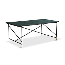 Dining Table 185 Brass - Green Marble