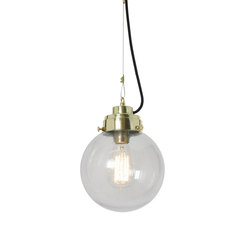 Small Globe, Clear Seedy and Brass with black braided cable | Lampade sospensione | Original BTC
