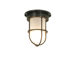 7202 Miniature Ship's Companionway Light & Guard, Weathered Brass, Frosted Glass | Ceiling lights | Original BTC