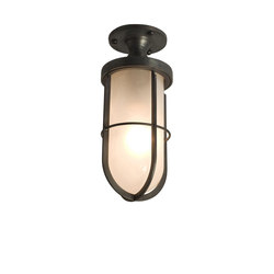7204 Weatherproof Ships Well Glass Ceiling Light, Weathered Brass, Frosted Glass | Plafonniers | Original BTC