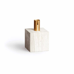 Block Candle Holder Light Fossil Marble w. Brass | Dining-table accessories | NEW WORKS