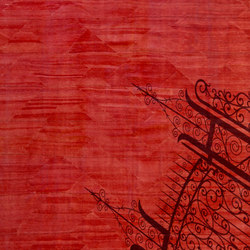 Designer Trompe L'Oeil Behind the Gate in Red | Rugs | Zollanvari