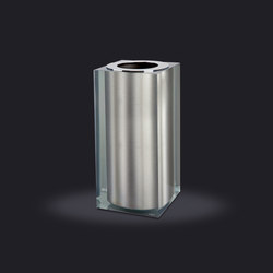 Platinum Gloss Small Wastebasket with Open Lid | Bathroom accessories | Vallvé