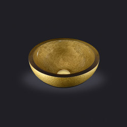 Dolce Round Washbasin with Gold External Texture