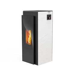Kapo | with décor side panel slate white / body black | Closed fireplaces | Rika