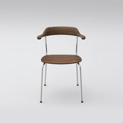 Hiroshima Arm chair stackable (Wooden seat) | Chairs | MARUNI