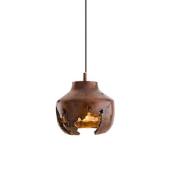 Decay Pendant 02 in French Brown, Pot Ash & Polished Bronze | Suspended lights | Matthew Shively