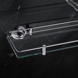 Style Moderne Glass shelf with fixed rail | Bathroom accessories | Samuel Heath
