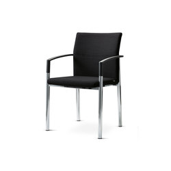 aluform_3 stacking chair with plastic arms, back fully upholstered