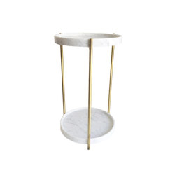 Oliver Marble Tray Double Side Table Brass