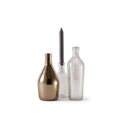 Barlume - TRIS Barlume Trasparent Grey + Metallised Brass | Candlesticks / Candleholder | Incipit Lab srl