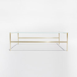 Duotone Rectangular Coffee Table | Brass / Glass | Tables basses | Yield