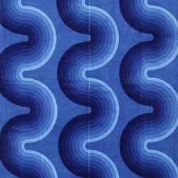 Vintage “Kurve” Verner Panton Textile in Blue | Rugs | Nazmiyal Rugs