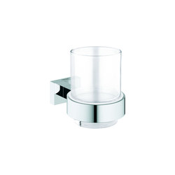 Essentials Cube Crystal glass with holder | Bathroom accessories | GROHE