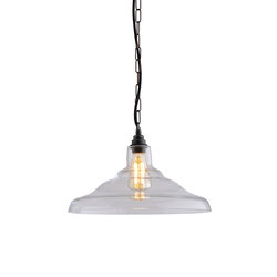 Glass School Pendant Light, Size 2, Clear and Weathered Brass | Suspensions | Original BTC
