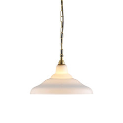 Glass School Pendant Light, Size 2, Opal and Brass | Suspended lights | Original BTC