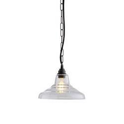 Glass School Pendant Light, Size 1, Clear and Weathered Brass | Suspensions | Original BTC