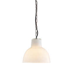Glass York Pendant, Size 2, Opal and Weathered Brass | Suspended lights | Original BTC