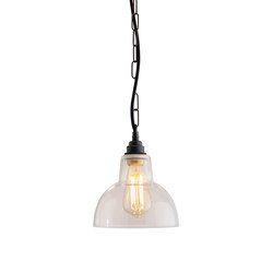 Glass York Pendant, Size 1, Clear and Weathered Brass |  | Original BTC