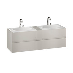 FURNITURE | 1800 mm Furniture with upper and lower drawer for two 770 mm countertop washbasin | Silver | Waschtischunterschränke | Armani Roca