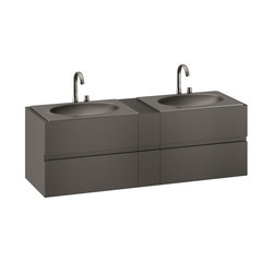 FURNITURE | 1800 mm Furniture with upper and lower drawer for two 770 mm countertop washbasin | Nero | Waschtischunterschränke | Armani Roca