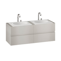 FURNITURE | 1550 mm Furniture with upper and lower drawer for two 650 mm countertop washbasin | Silver |  | Armani Roca