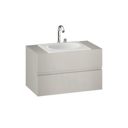 FURNITURE | 1000 mm Furniture with upper and lower drawer for single 650 mm countertop washbasin | Silver |  | Armani Roca
