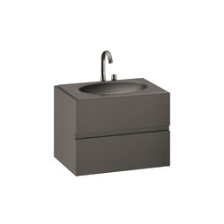 FURNITURE | 820 mm Furniture with upper and lower drawer for single 770 mm countertop washbasin | Nero |  | Armani Roca
