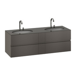 FURNITURE | 1800 mm Furniture with upper and lower drawer for two 670 mm under-counter washbasins. | Nero | Bathroom furniture | Armani Roca