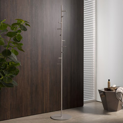 Standing coat rack with 10 Flow coat hooks and base plate in gray | Towel rails | PHOS Design