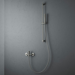 Source | Stainless steel Wall mounted external mixer set | Shower controls | Quadrodesign