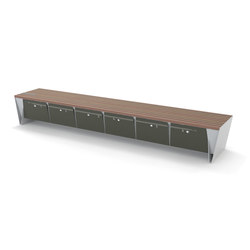 eblocq | Park bench with integrated lockable storage boxes